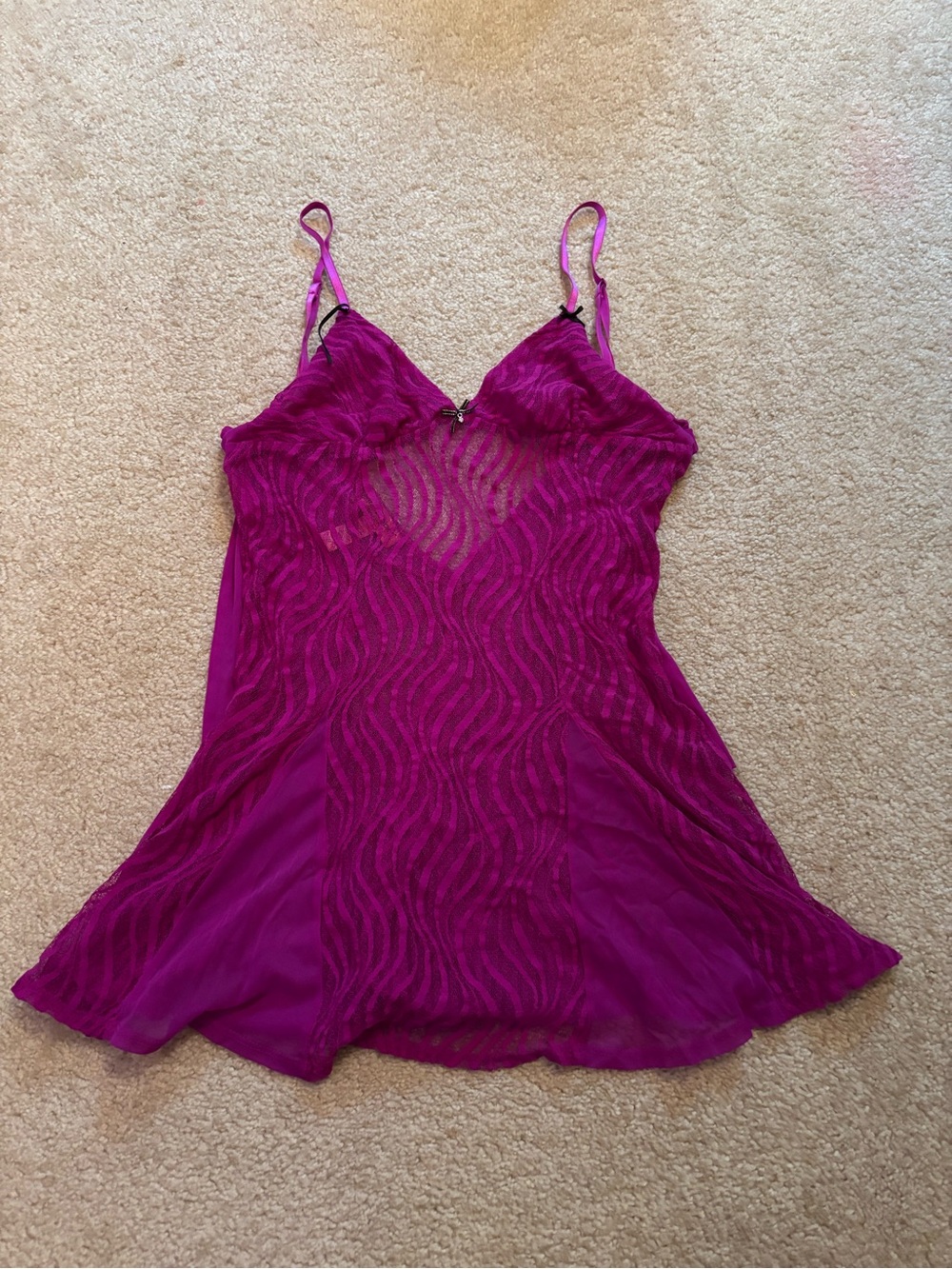 Betsey Johnson Magenta Lace & Mesh Chemise